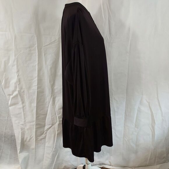 Elizabeth and James Button Front Tunic Dress Black Long Sleeve Size 2X Ruffle - Picture 7 of 14